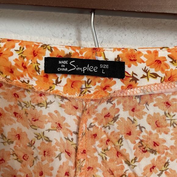 Simplee Boho Dixie Floral Wrap Skirt Ruffle Women Large Orange Flirty 90s Y2k - Picture 7 of 8